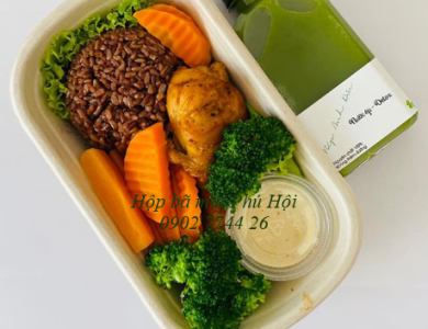 Hộp bã mía 1 ngăn kèm nắp bã mía 700ml